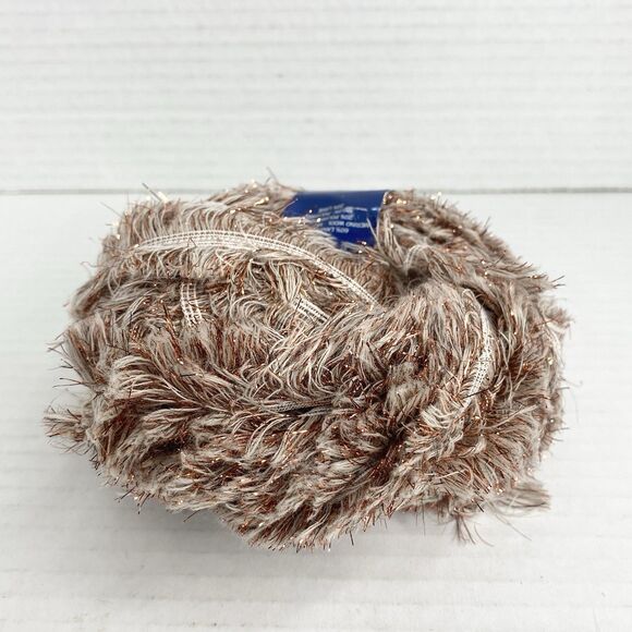 Bertagna Filati Cometa Wool Blend Eyelash Yarn 50gr White Fuzzy Gold Metallic - Picture 2 of 4